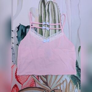 Sweet Society Pink & White Bow Strappy Cami